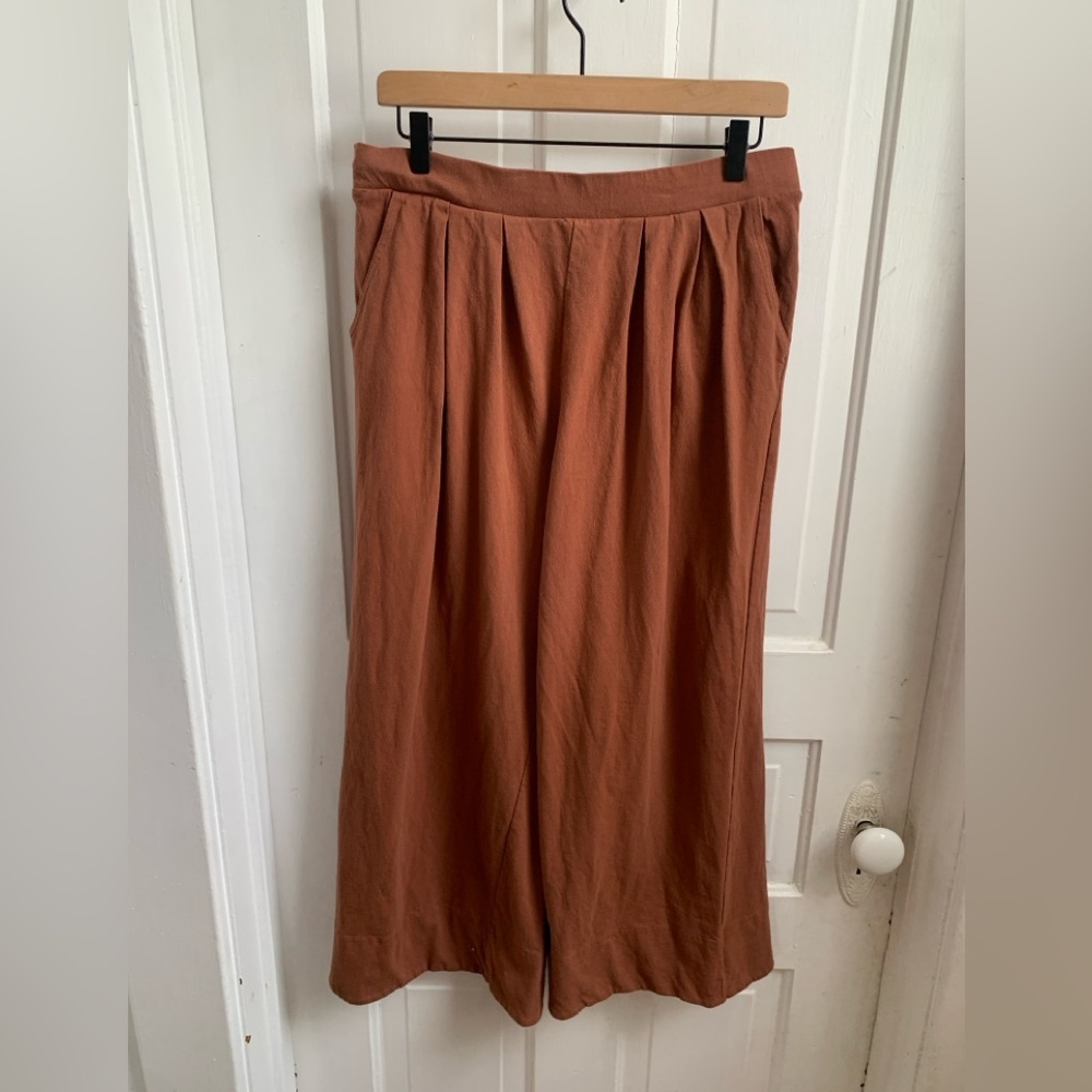 Free People Beach Wide Leg Crop Pants Large Cinnamon Brown - Picture 3 of 5
